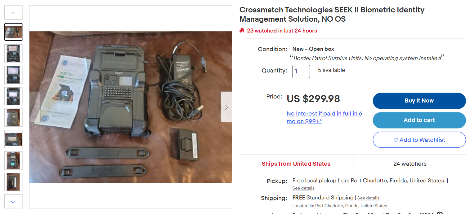 Military Device Containing Thousands of Peoples’ Biometric Data Reportedly Sold on eBay
