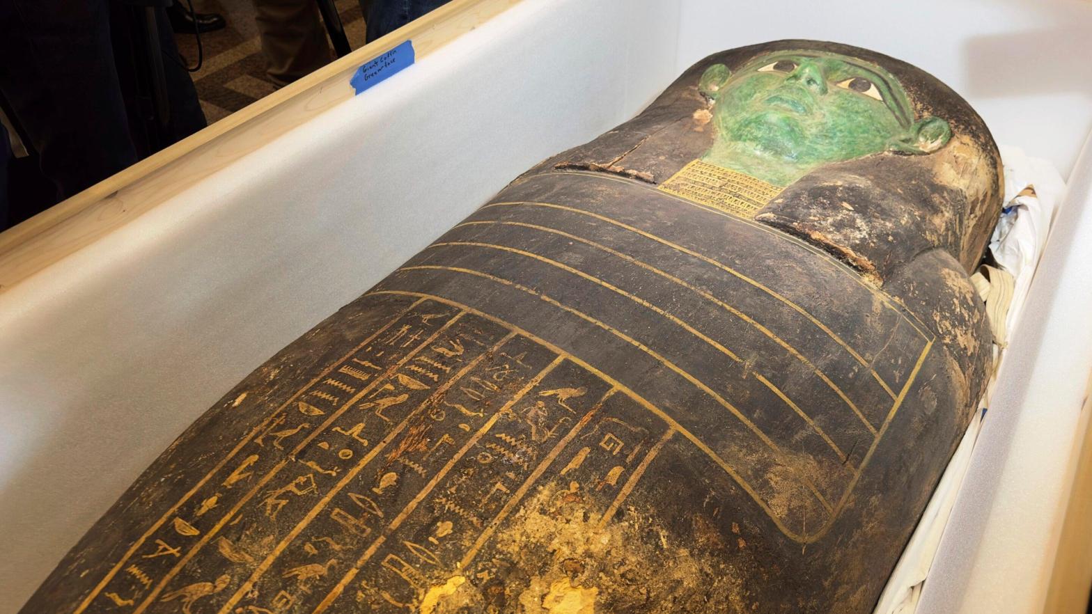 The repatriated sarcophagus, as seen on Monday in Cairo. (Photo: AP / Mohamed Salah)