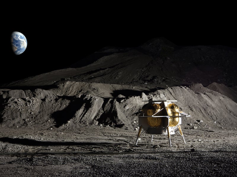 Conceptual image showing Astrobotic Technologies's Peregrine lander on the Moon.  (Image: Astrobotic Technologies)