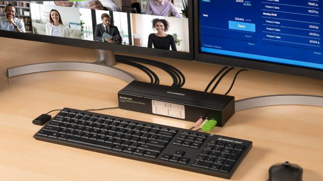 IOGEAR’s Mouse-Sharing Hub Lets the On-Screen Cursor Jump Between Two Different Computers