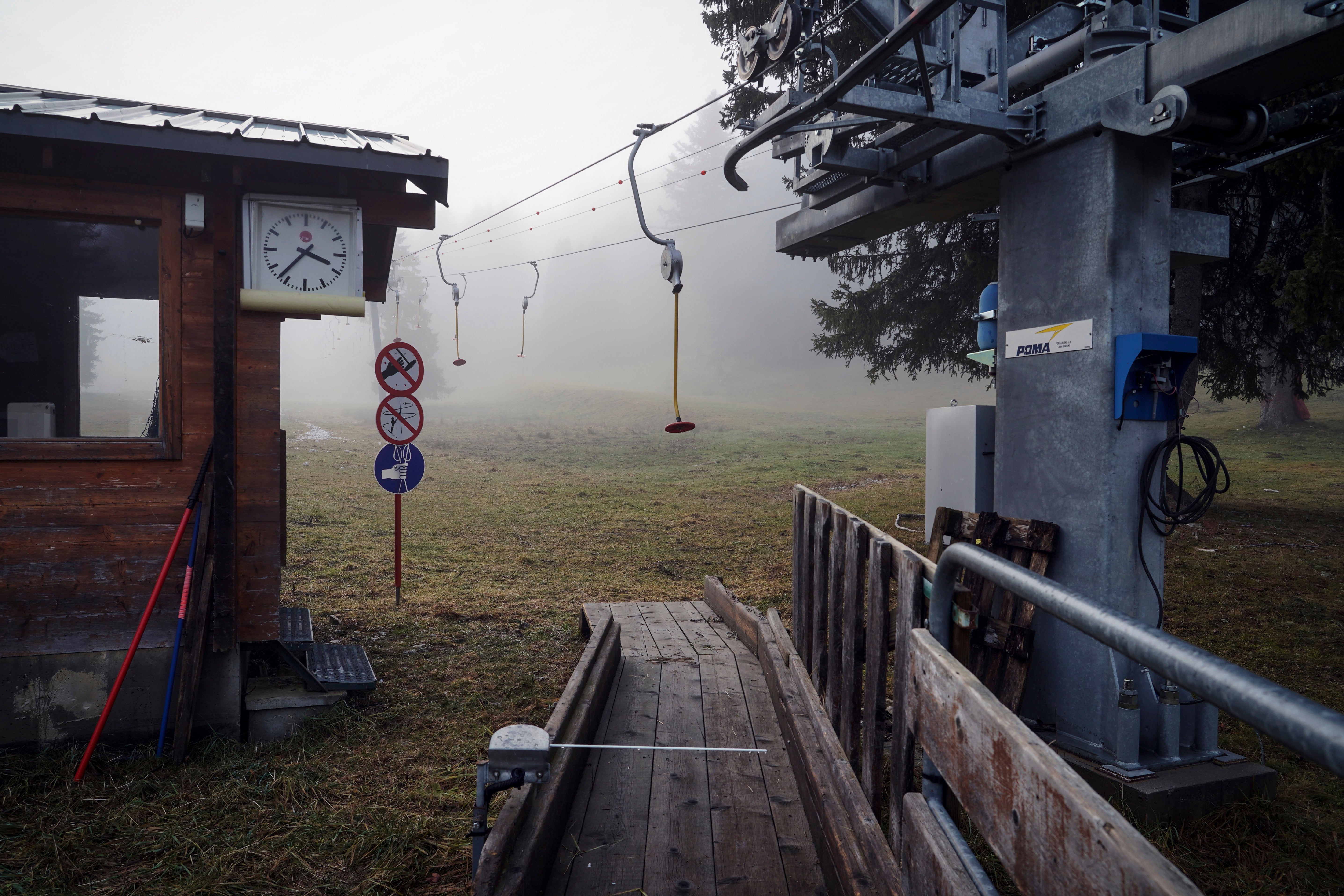 A closed ski lift at Le Revard, near Aix-les-Bains, in the French Alps. (Photo: Laurent Cipriani, AP)