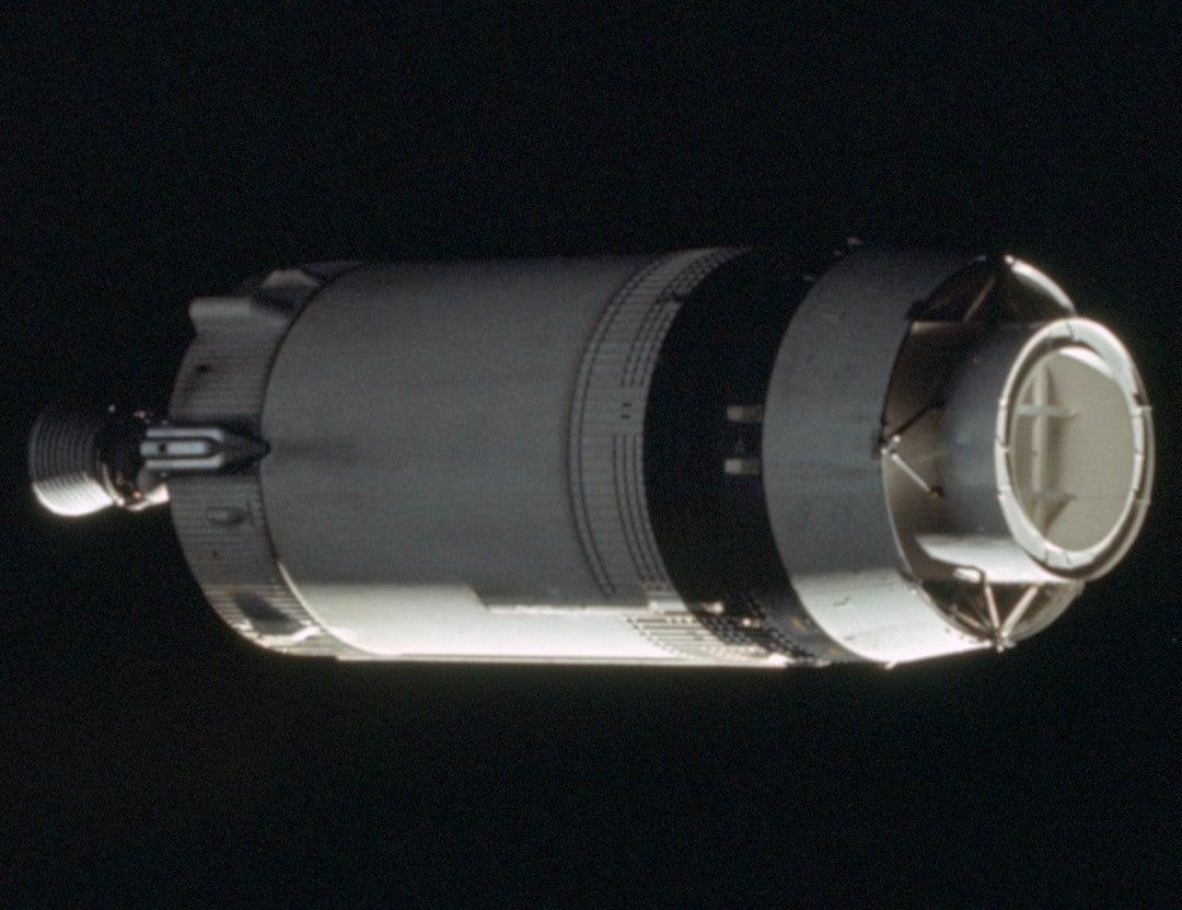 The Apollo 8 S-IVB shortly after separation.  (Photo: NASA)