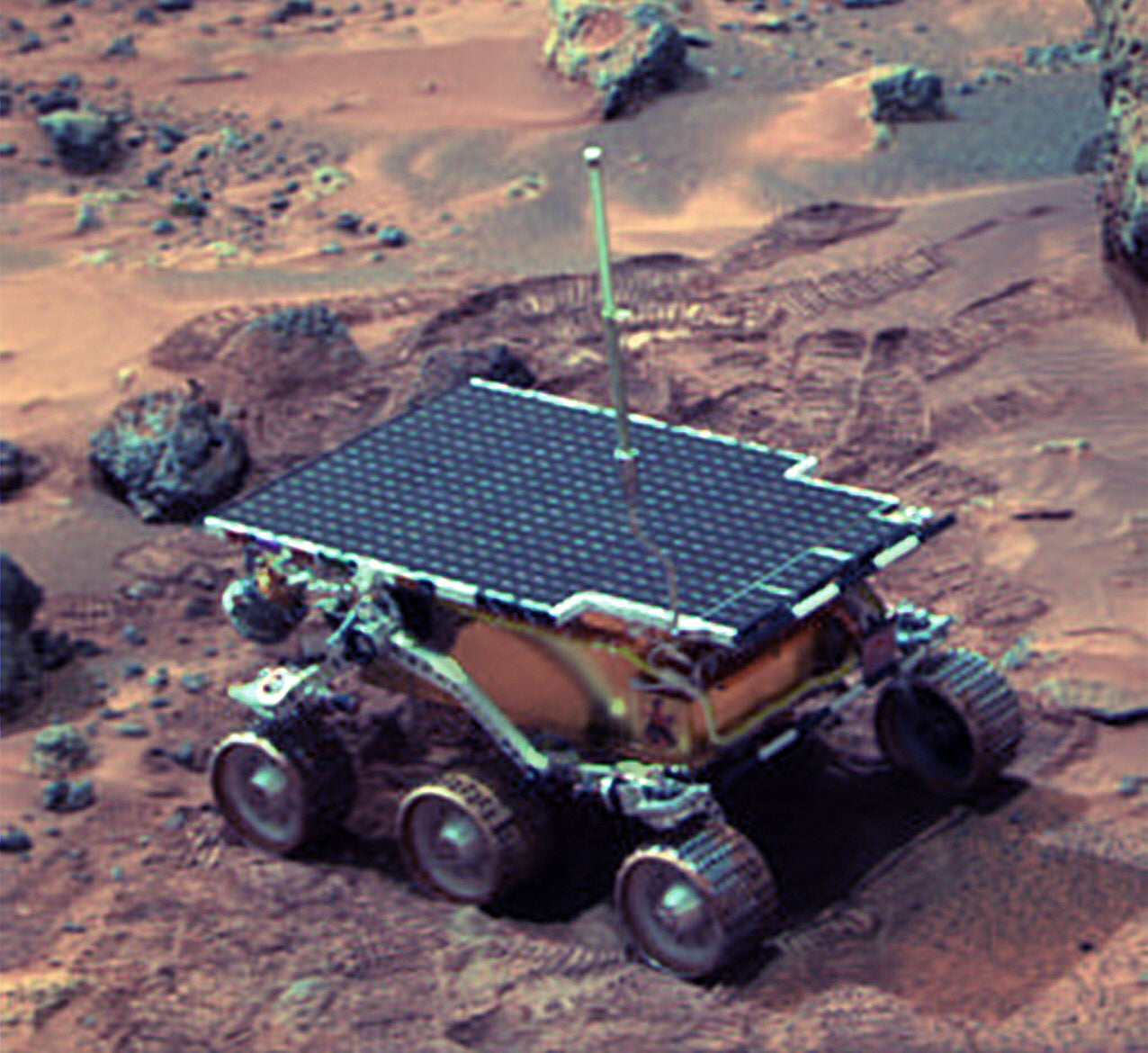 The Sojourner rover working on Mars.  (Image: NASA)