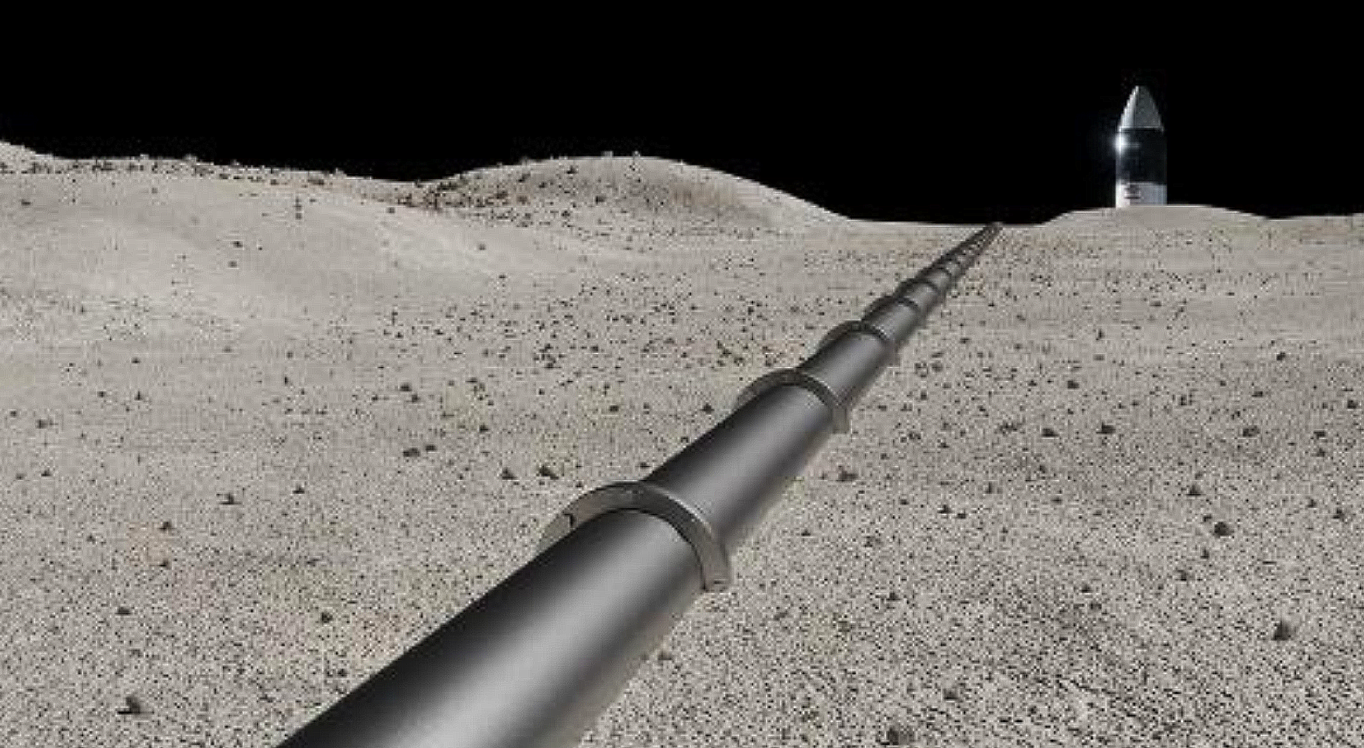 Depiction of the Lunar South Pole Oxygen Pipeline. (Image: Peter Curreri)