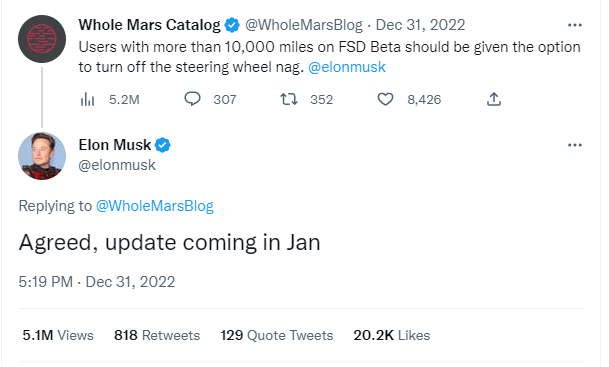 The Feds Are Investigating an Elon Musk Tweet About Full Self-Driving Update