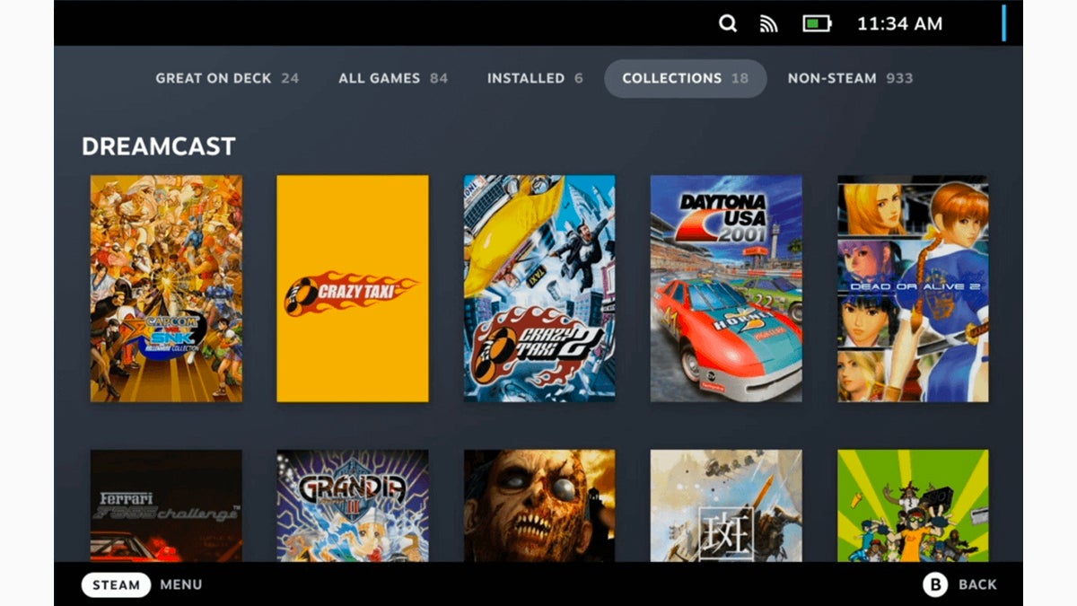 You can have your emulator games appear in the Steam Deck library. (Screenshot: EmuDeck)