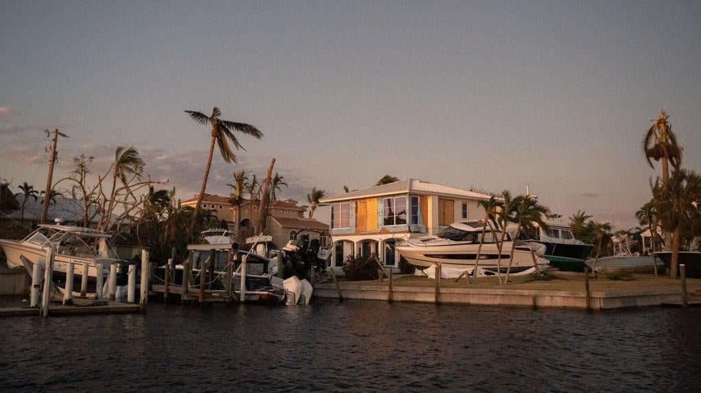 Boats litter a canal residence on October 1, 2022 on Sanibel Island, Florida after Hurricane Ian.  (Photo: Sean Rayford/, Getty Images)
