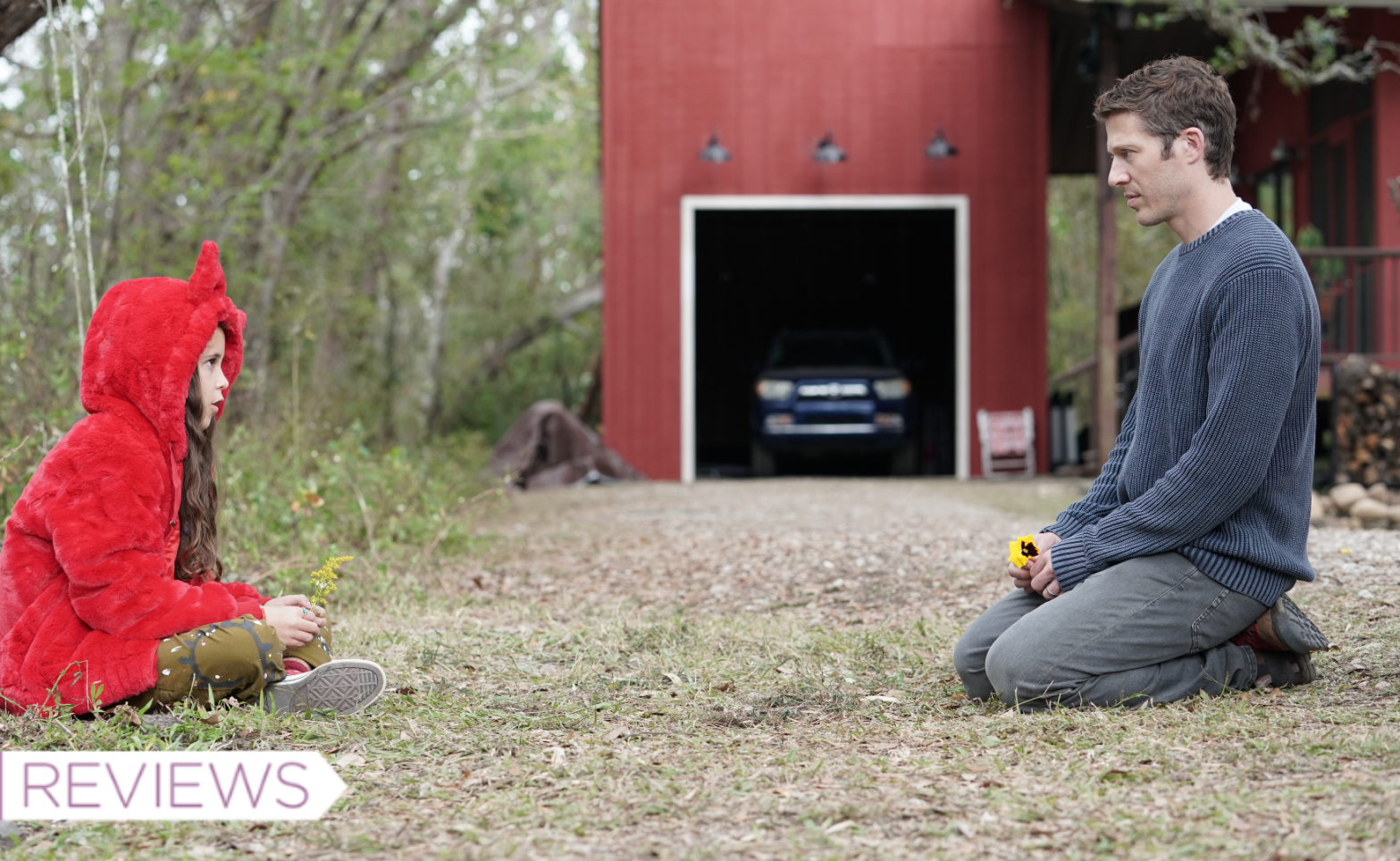 Lucy (Briella Guiza) and Ben (Zach Gilford) sit down for a little chat. (Photo: Courtesy of Sam Lothridge and Blumhouse Television)