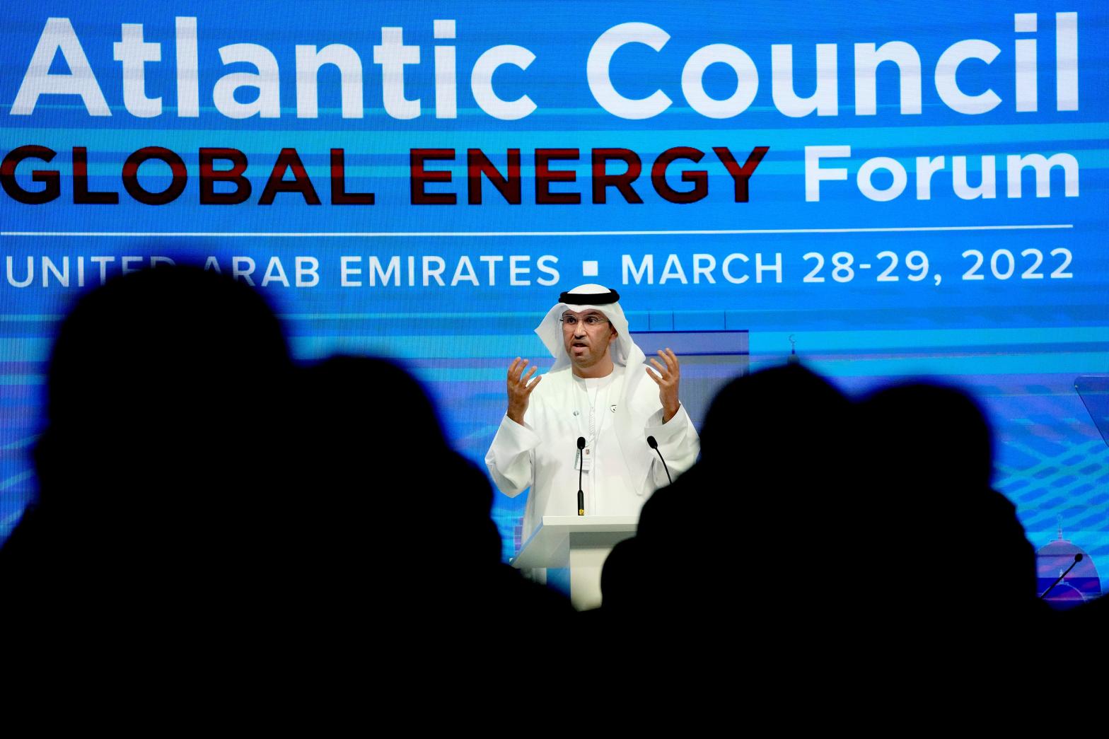 Sultan Ahmed al-Jaber speaks at the Atlantic Council's Global Energy Forum last year. (Photo: Ebrahim Noroozi, AP)