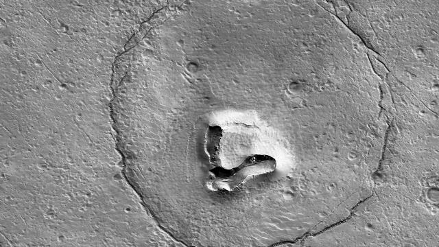 Check Out This Perfect Bear’s Face on the Surface of Mars