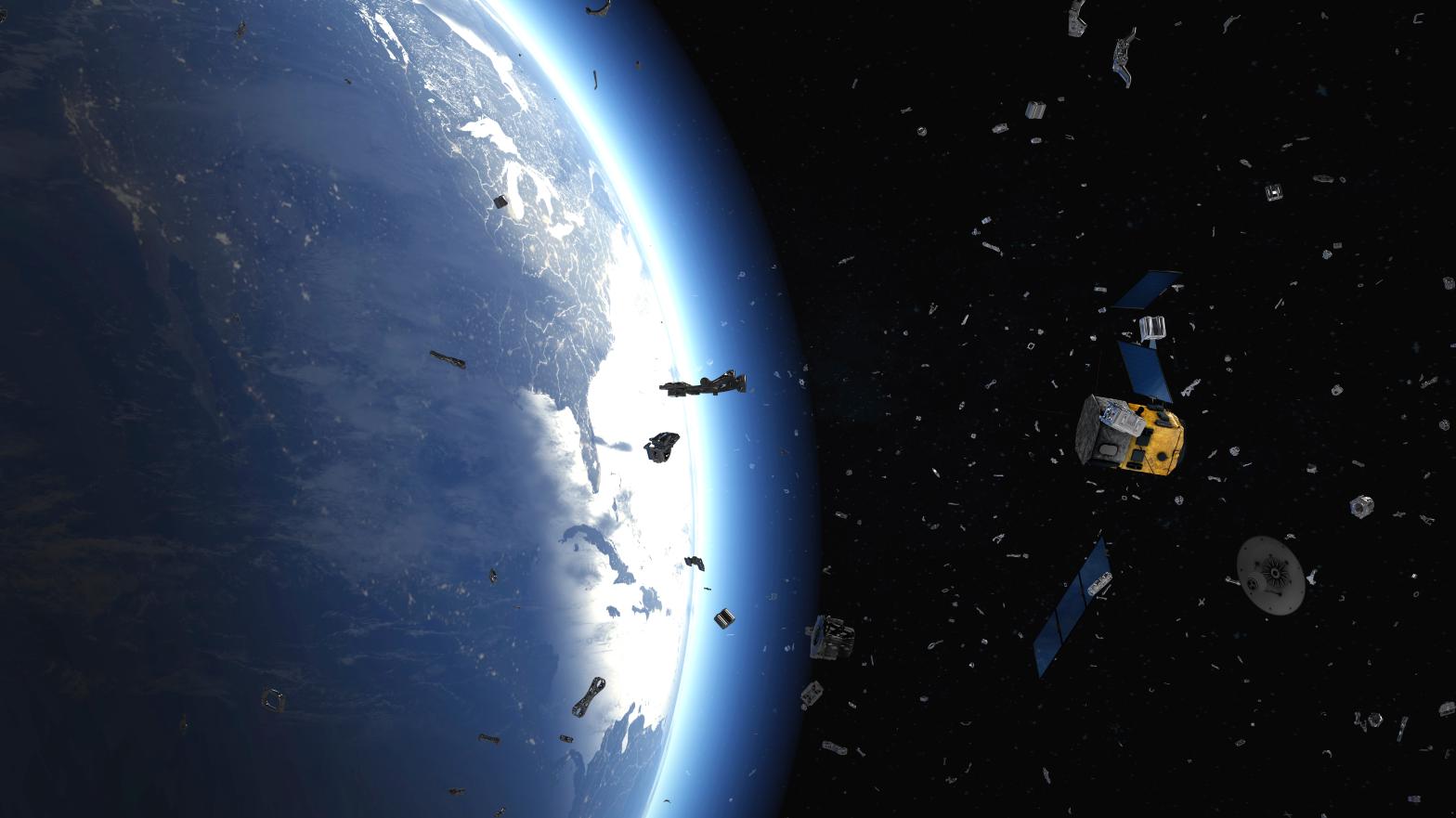 Conceptual image of space junk in Earth orbit.  (Illustration: SCIPHO, AP)