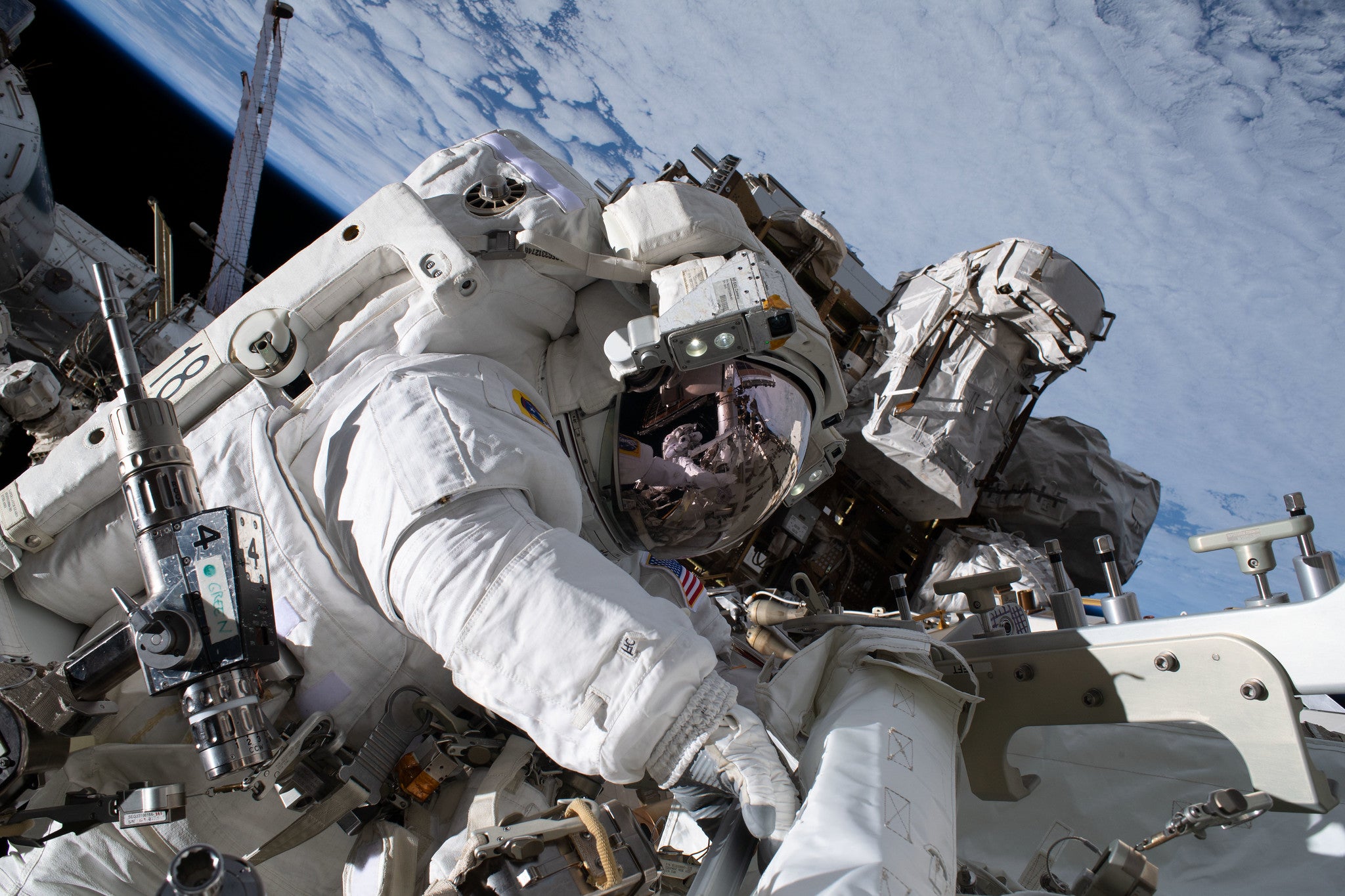NASA astronaut Nicole Mann during her first spacewalk on January 20, 2023.  (Photo: NASA)