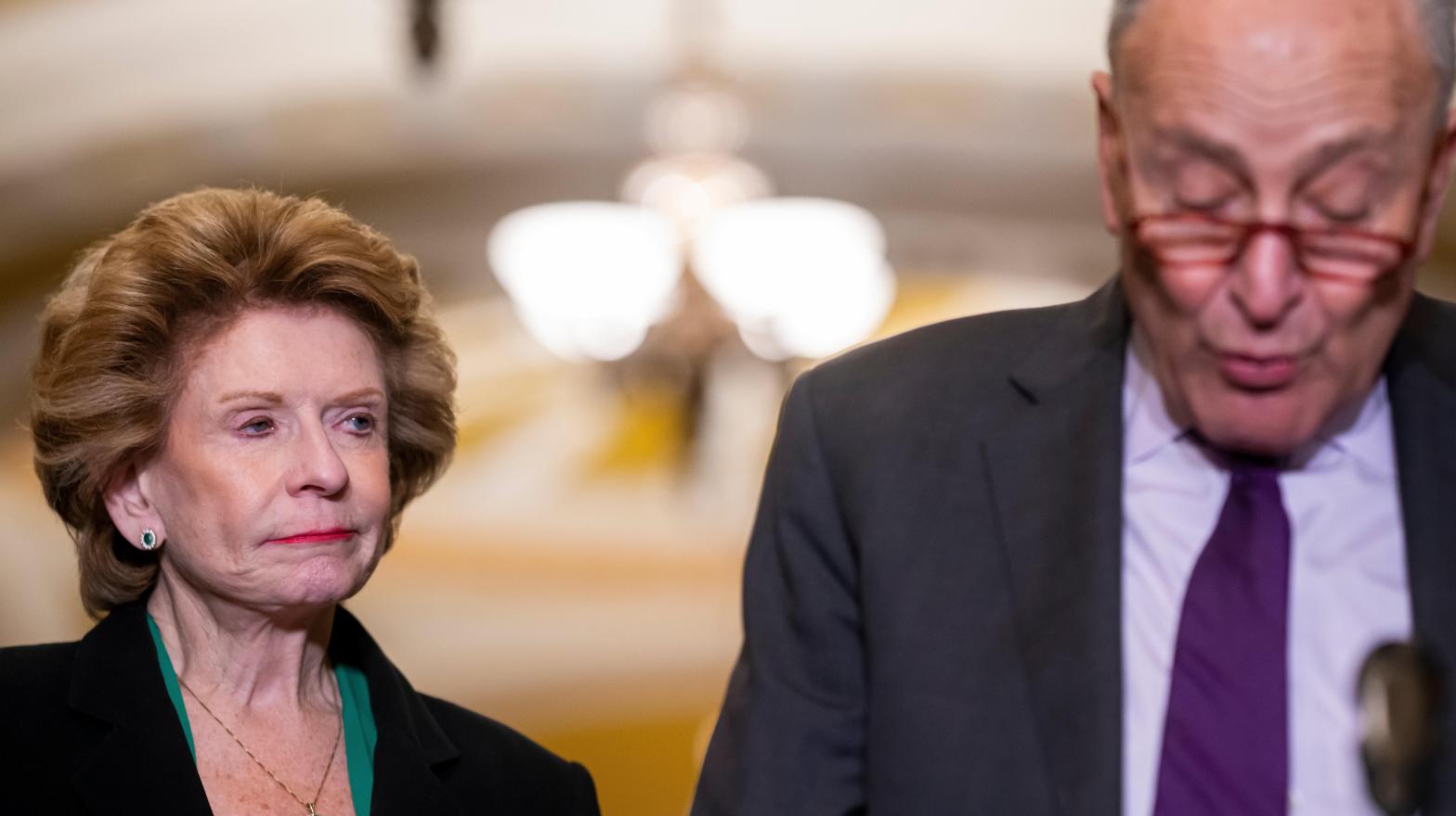 Sen. Debbie Stabenow received over $US56,000 ($77,739) from FTX and its execs. Senate Majority Leader Chuck Schumer also received some campaign funds from the failed exchange. (Photo: Nathan Howard, Getty Images)