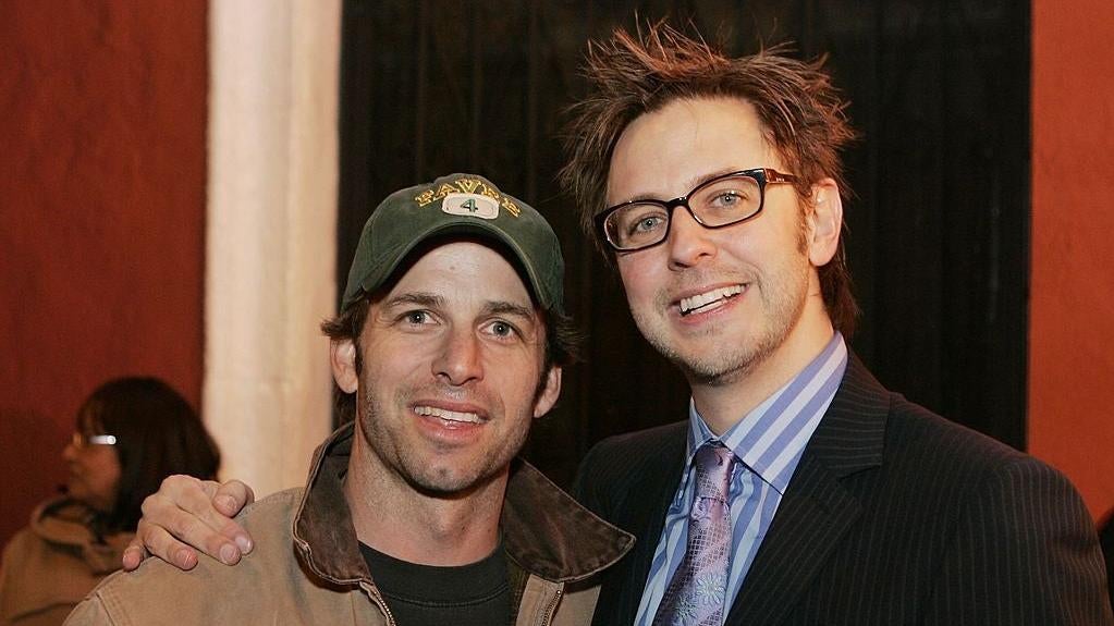 A vintage photo of Zack Snyder and James Gunn at the premiere of Gunn's Slither in 2006. (Photo: Kevin Winter, Getty Images)