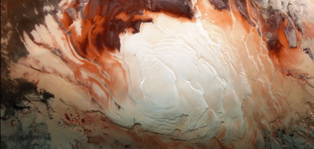 The south pole on Mars is covered in ice. (Image: ESA/DLR/FU Berlin/Bill Dunford)