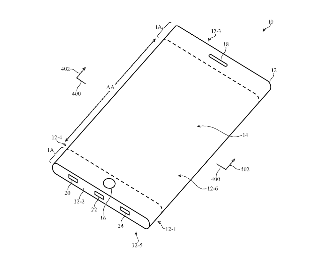 Apple mentioned wrapping a screen around the edges of a device to add more touch functionality. (Image: Apple)