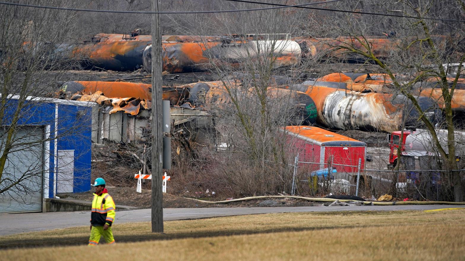 The cleanup of portions of a Norfolk Southern freight train that derailed in East Palestine, Ohio, on Thursday, Feb. 9, 2023. (Photo: Gene J. Puskar, AP)
