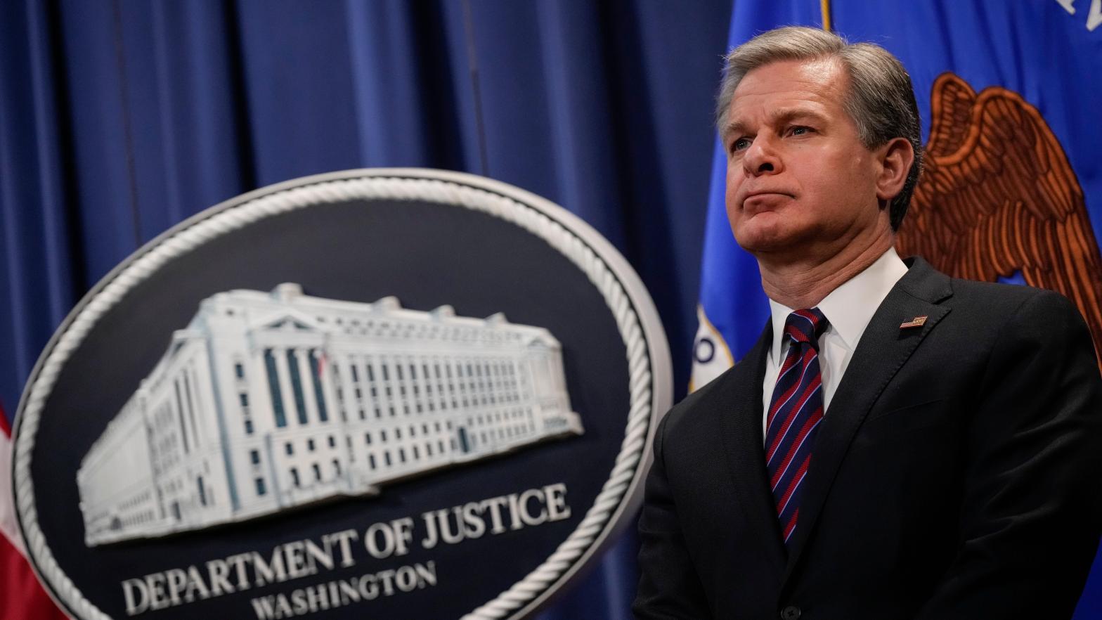 FBI Director Christopher Wray's office is going to be involved in a hack-back squad with the rest of the Department of Justice, but first it must root out how its own systems may have been compromised. (Photo: Drew Angerer, Getty Images)