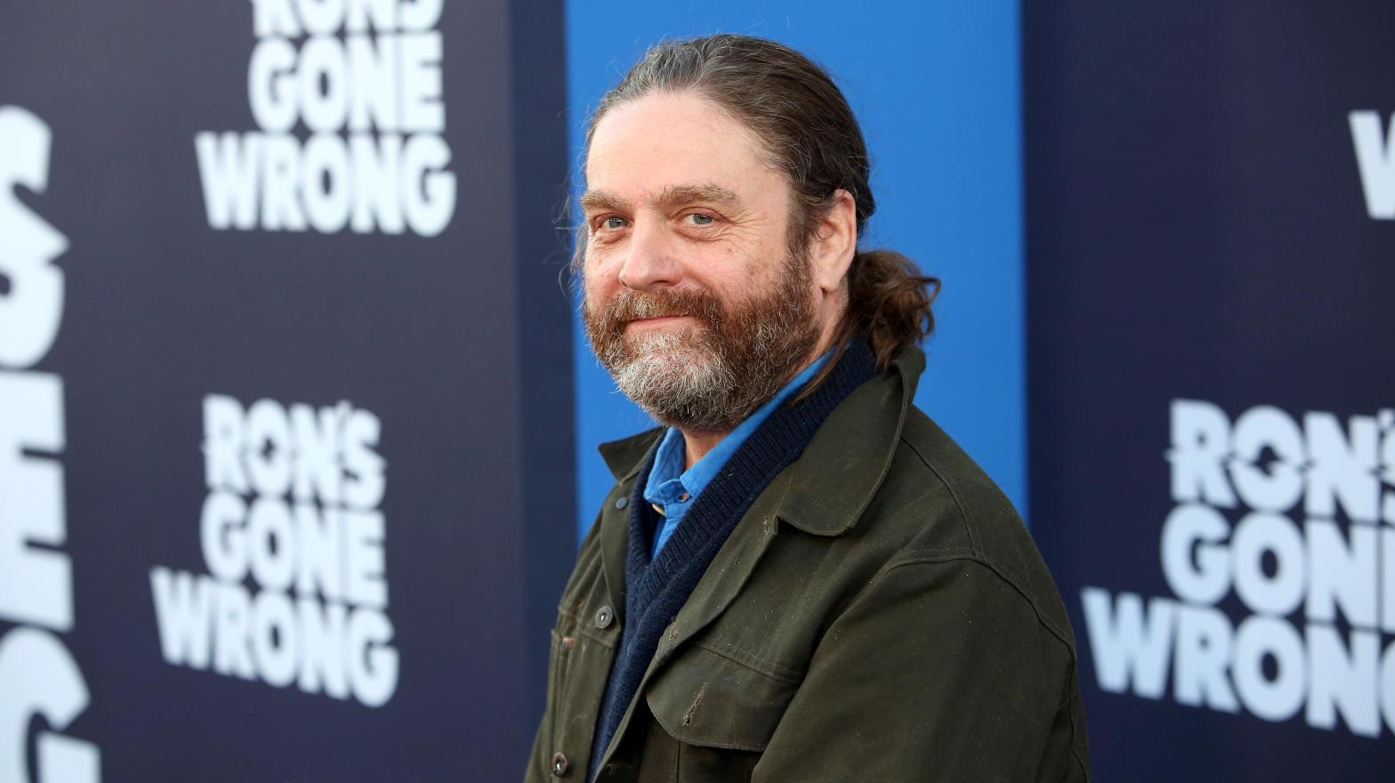 Zach Galifianakis arrives at the U.S. premiere of Ron's Gone Wrong on October 19, 2021 in Hollywood, California. (Photo: Jesse Grant/Getty Images for Disney, Getty Images)