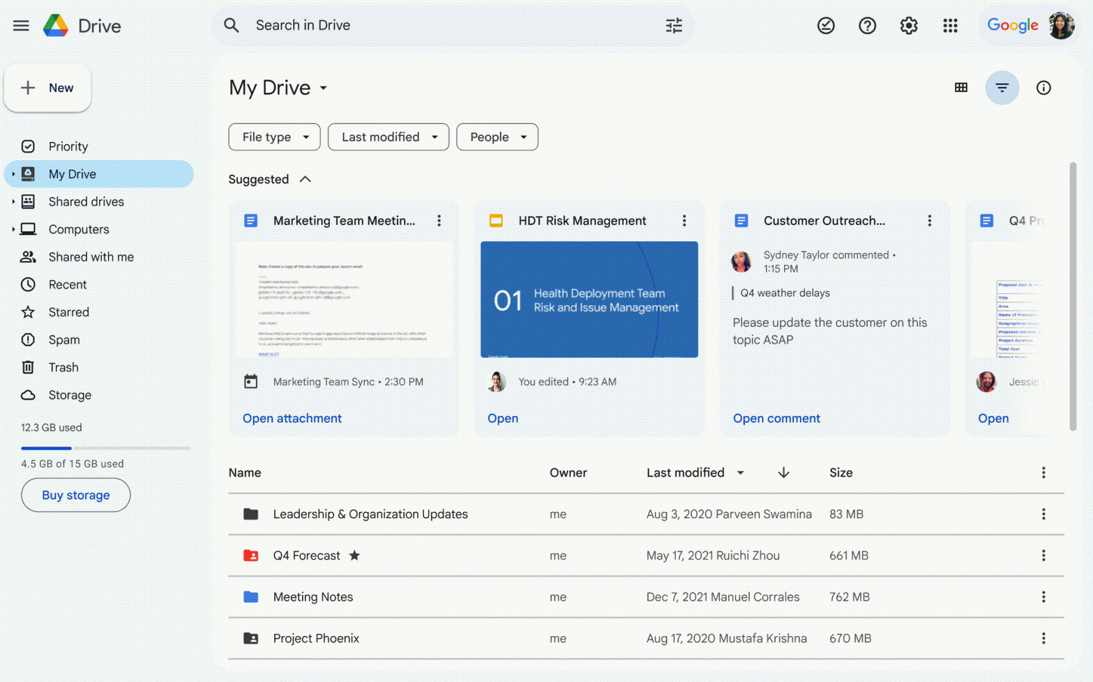 Google Drive is getting a few more handy features to make finding files in cluttered clouds a bit easier. (Gif: Google)