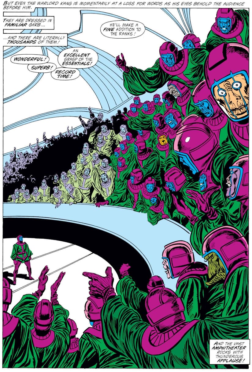 The Council of Kangs from 1963's Avengers #292. A spoiler 60 years in the making.  (Image: Marvel Comics)