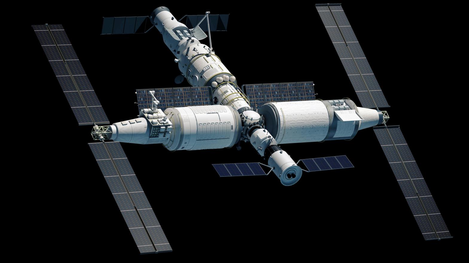 An illustration of the Tiangong Space Station. (Illustration: Adrian Mann, AP)