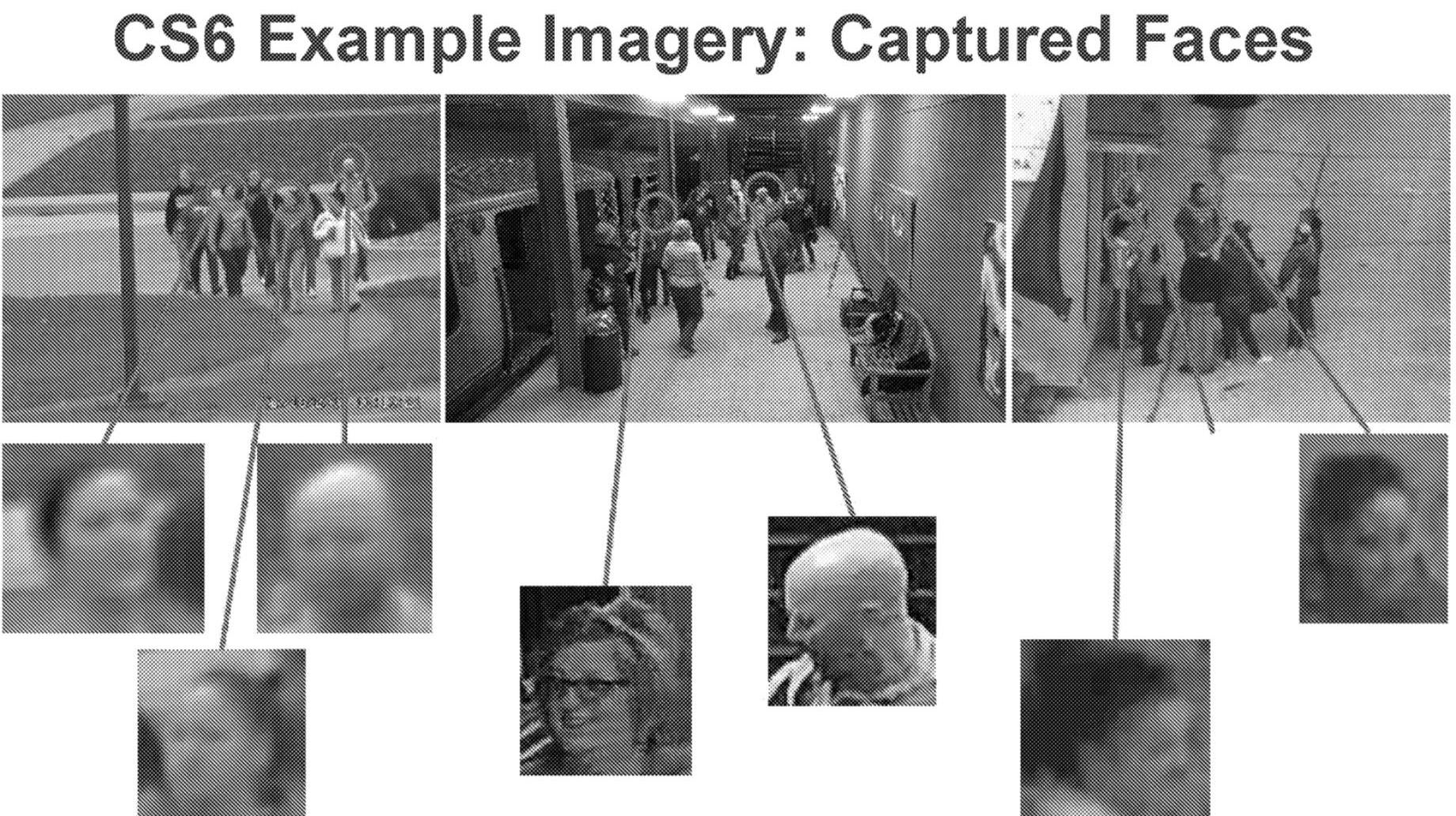 Image shows a face being detected stepping off a Subway.  (Screenshot: ACLU)
