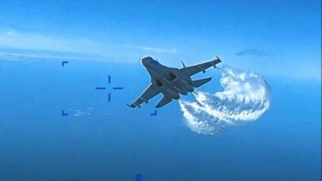 Watch a Russian Fighter Jet Collide With a U.S. Drone Near Ukraine
