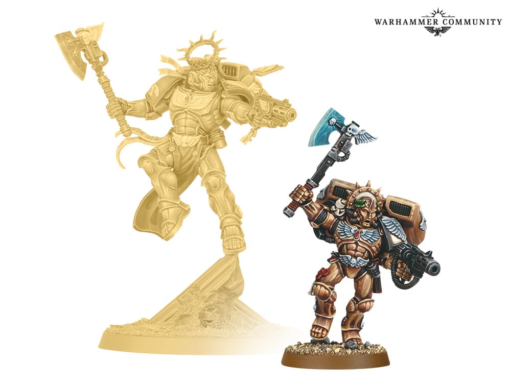Dante's new 'Primaris' model on the left, and his current, ancient model on the right. (Image: Games Workshop)