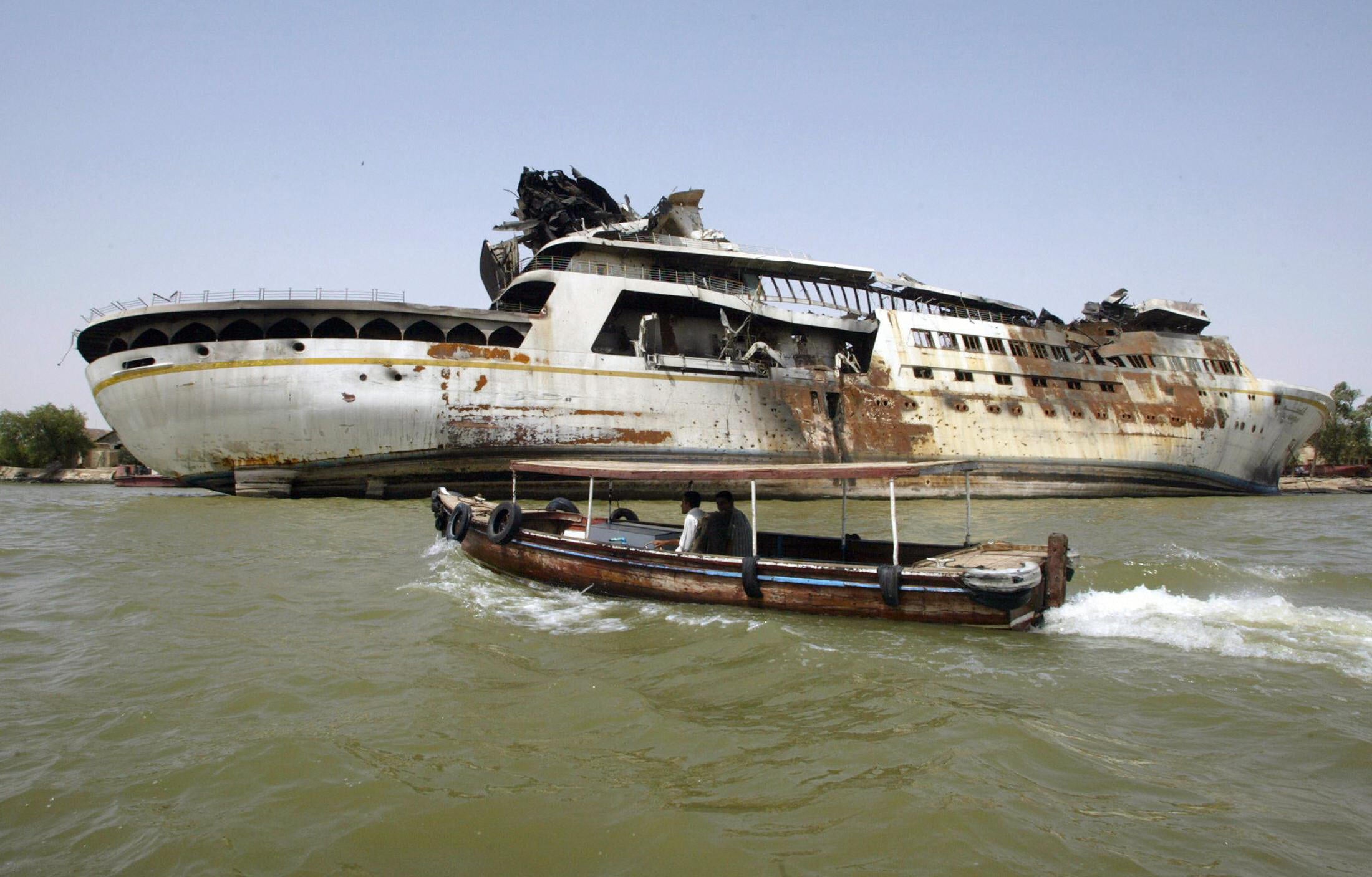 Saddam Hussein’s Capsized Yacht Is a Curious Attraction For Sightseers and Locals in Iraq