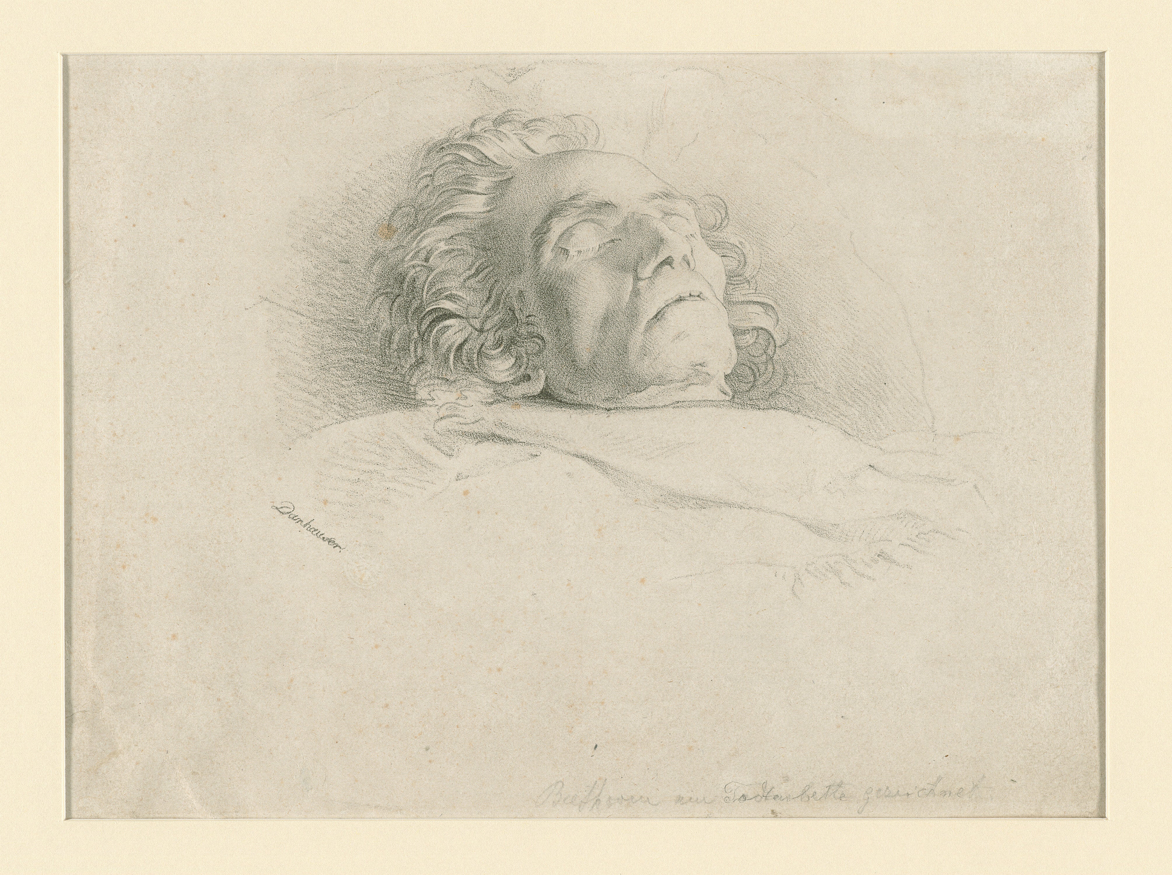 A lithograph of Beethoven on his deathbed. (Illustration: Beethoven-Haus Bonn)
