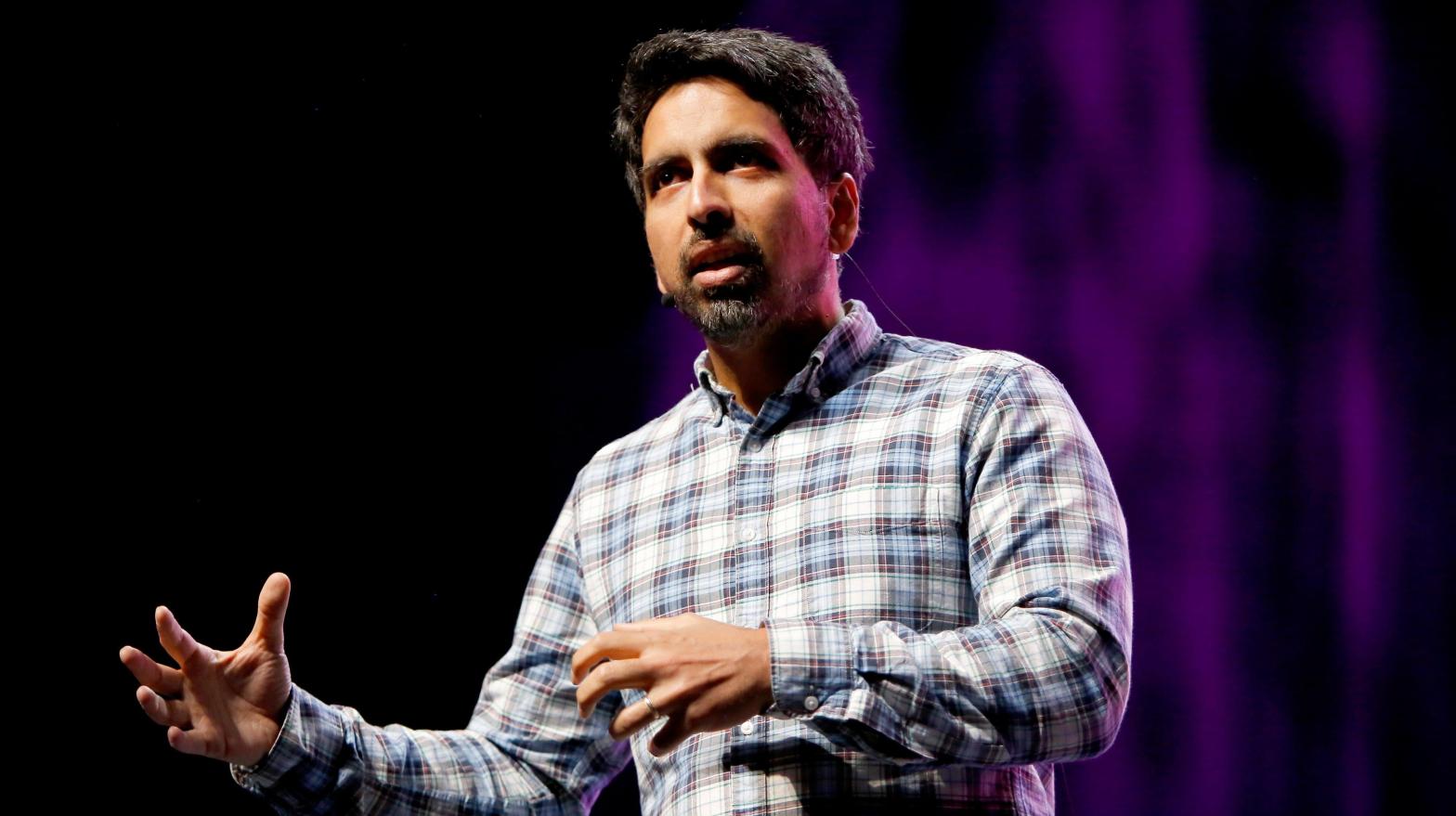 Sal Khan, the founder of Khan academy, straddles the divide between the Silicon Valley tech world and education. He says that while he's sceptical about some claims about modern AI systems, it will become an important tool for many aspects of education. (Photo: Rachel Murray, Getty Images)