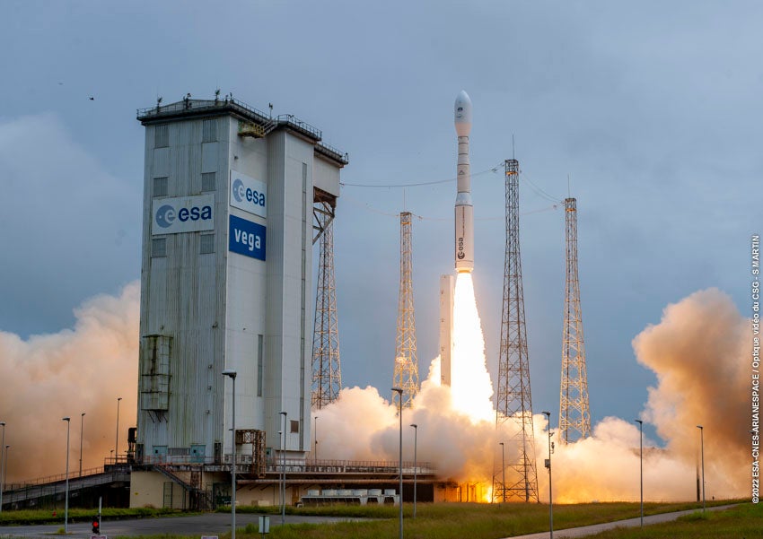 Inaugural launch of Vega-C, July 13, 2022. (Photo: ESA/CNES/Arianespace/Optique Video du CSG/S Martin)