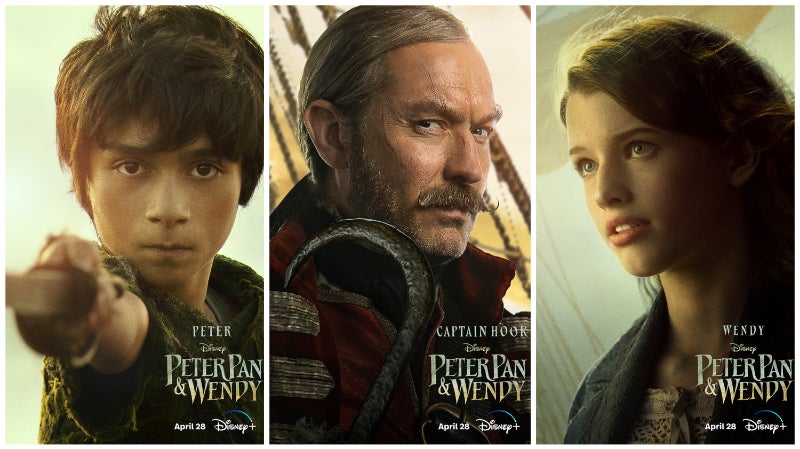 Peter Pan, Captain Hook, and Wendy in the new Disney+ film. (Image: Disney)