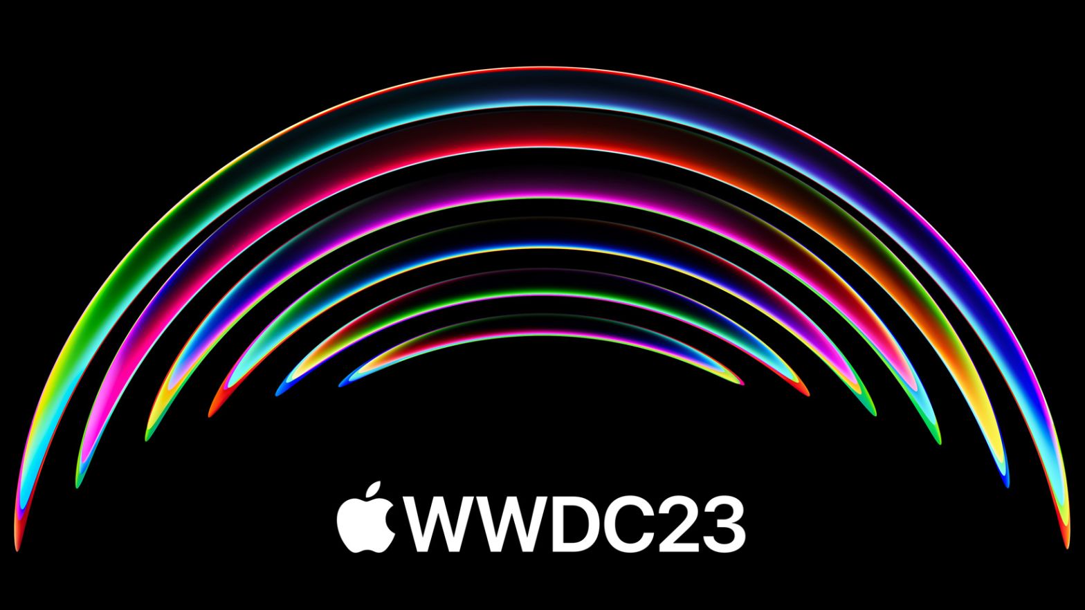 Apple's WWDC 2023 logo for the year has chromatic rainbows. (Image: Apple)