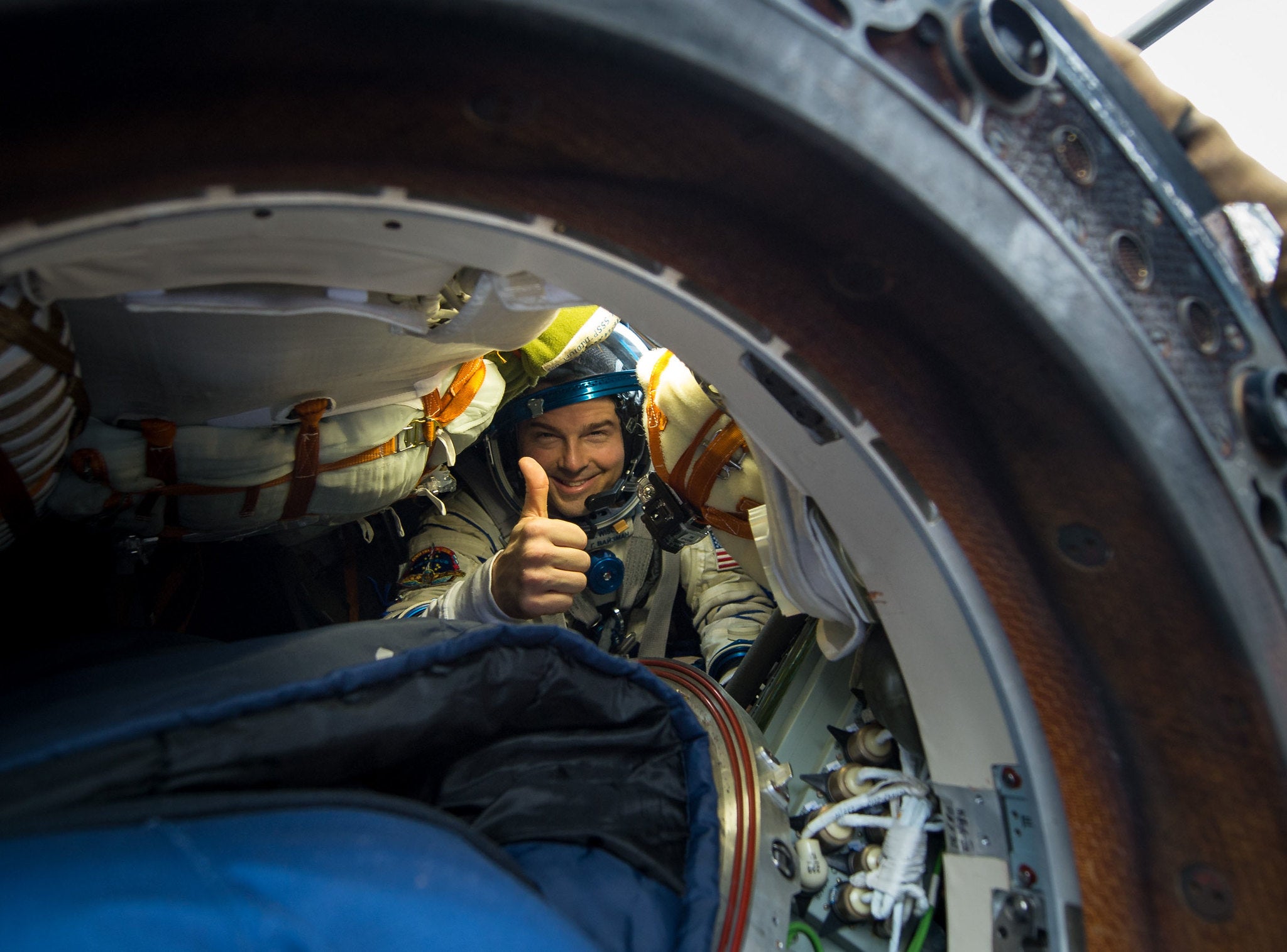 Wiseman inside a Russian-built Soyuz spacecraft shortly after landing, November 10, 2014. (Photo: NASA)