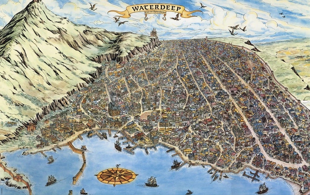 Map of Waterdeep, designed by Jeff Easley with cartography from Dennis Kauth and Frey Graphics. (Image: Wizards of the Coast)