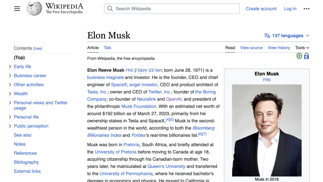 Elon Musk Is Using Wikipedia to Determine Which Media Outlets are ‘Government Funded’