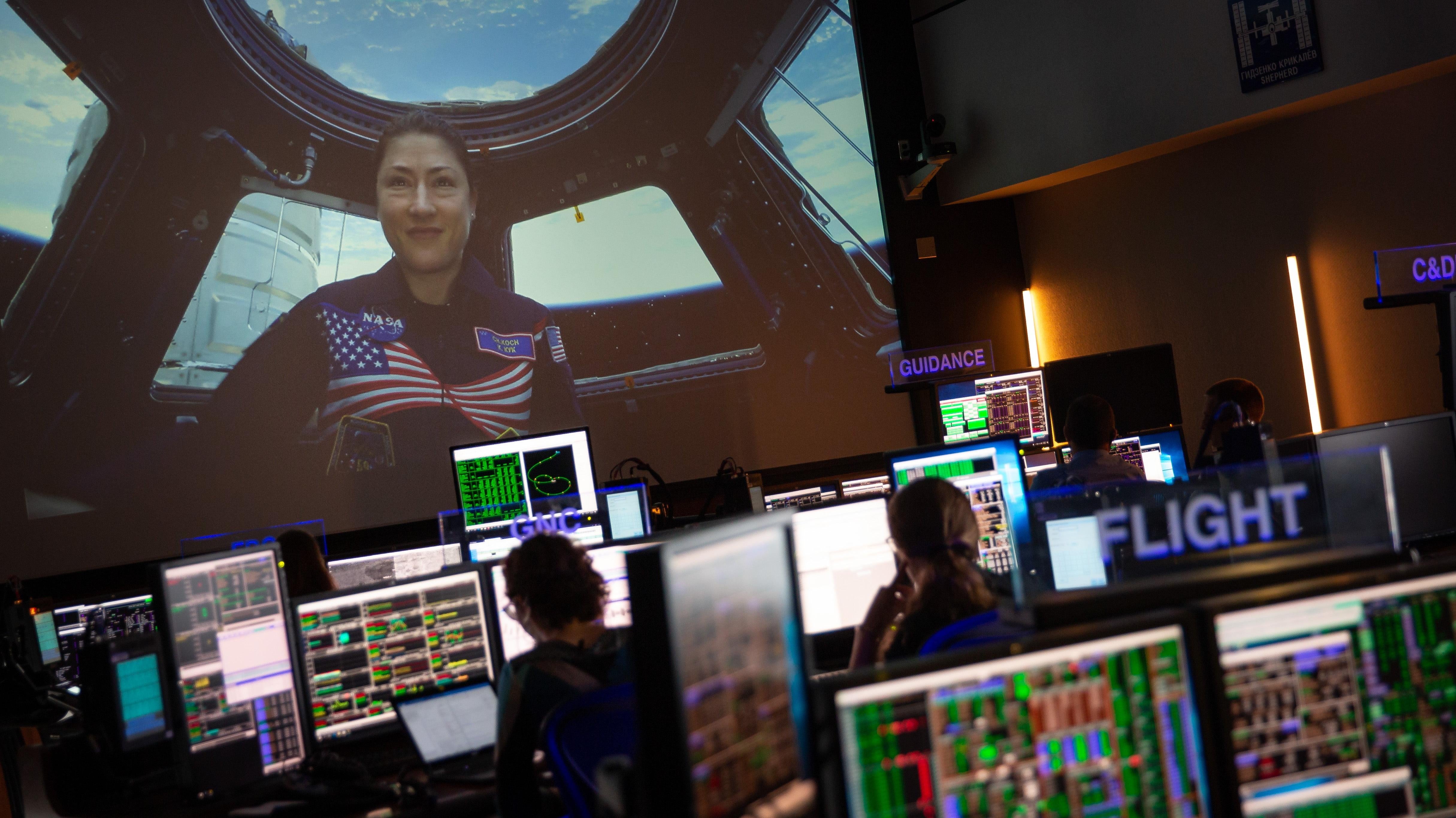 Astronaut Christina Koch is shown on the ISS in 2019. Koch was recently chosen to be the first woman on a Moon mission. (Photo: NASA)