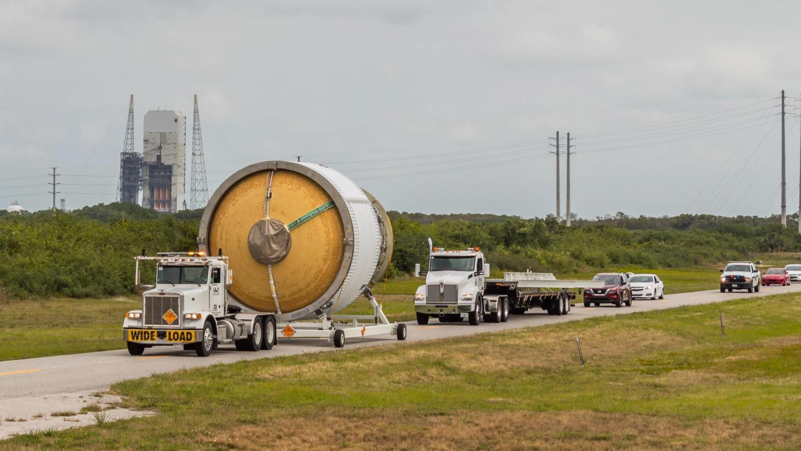 ICPS-2 being transported to the Delta Operations Centre at Cape Canaveral for processing. (Photo: United Launch Alliance)