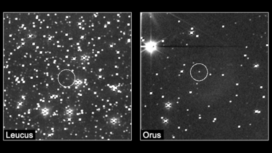 Lucy's view of Leucus and Orus. (Image: NASA)