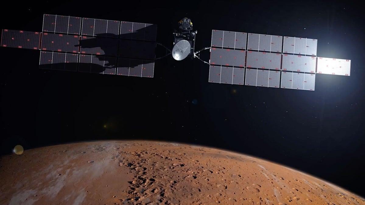 An artist's concept of the Earth Return Orbiter over Mars. (Illustration: NASA)