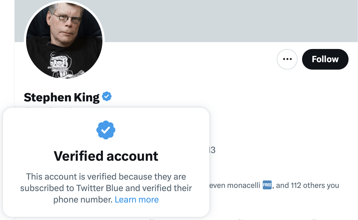 Elon Musk Is Paying for Stephen King’s Blue Checkmark to Try to Make It Cool Again