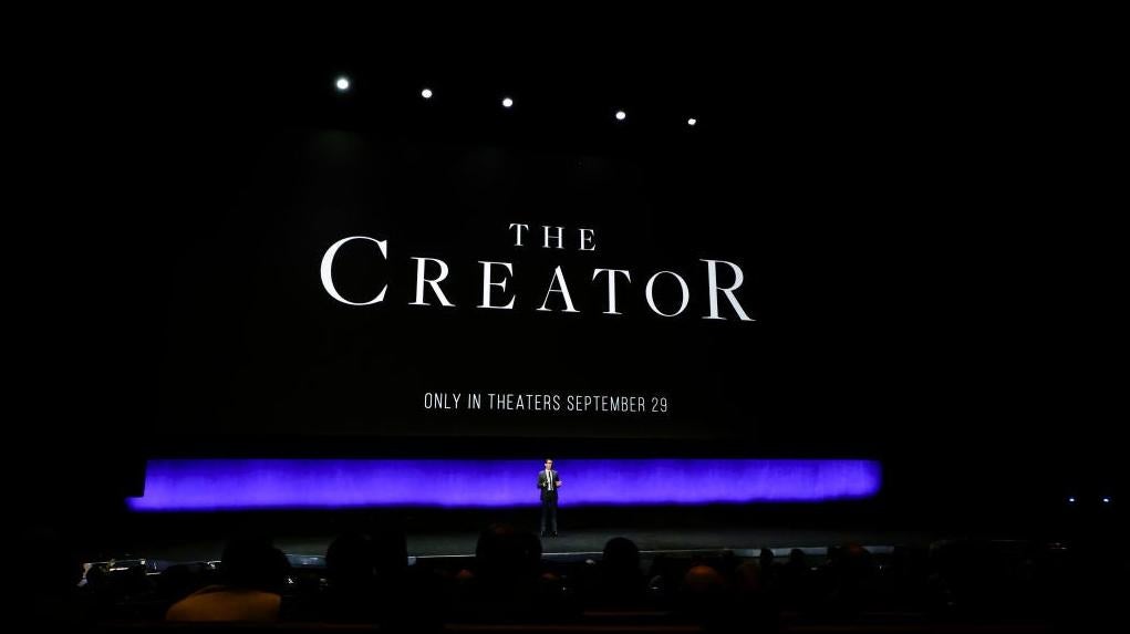 Tony Chambers, head of theatrical distribution for Disney, presents The Creator at CinemaCon. (Photo: Kevin Winter, Getty Images)