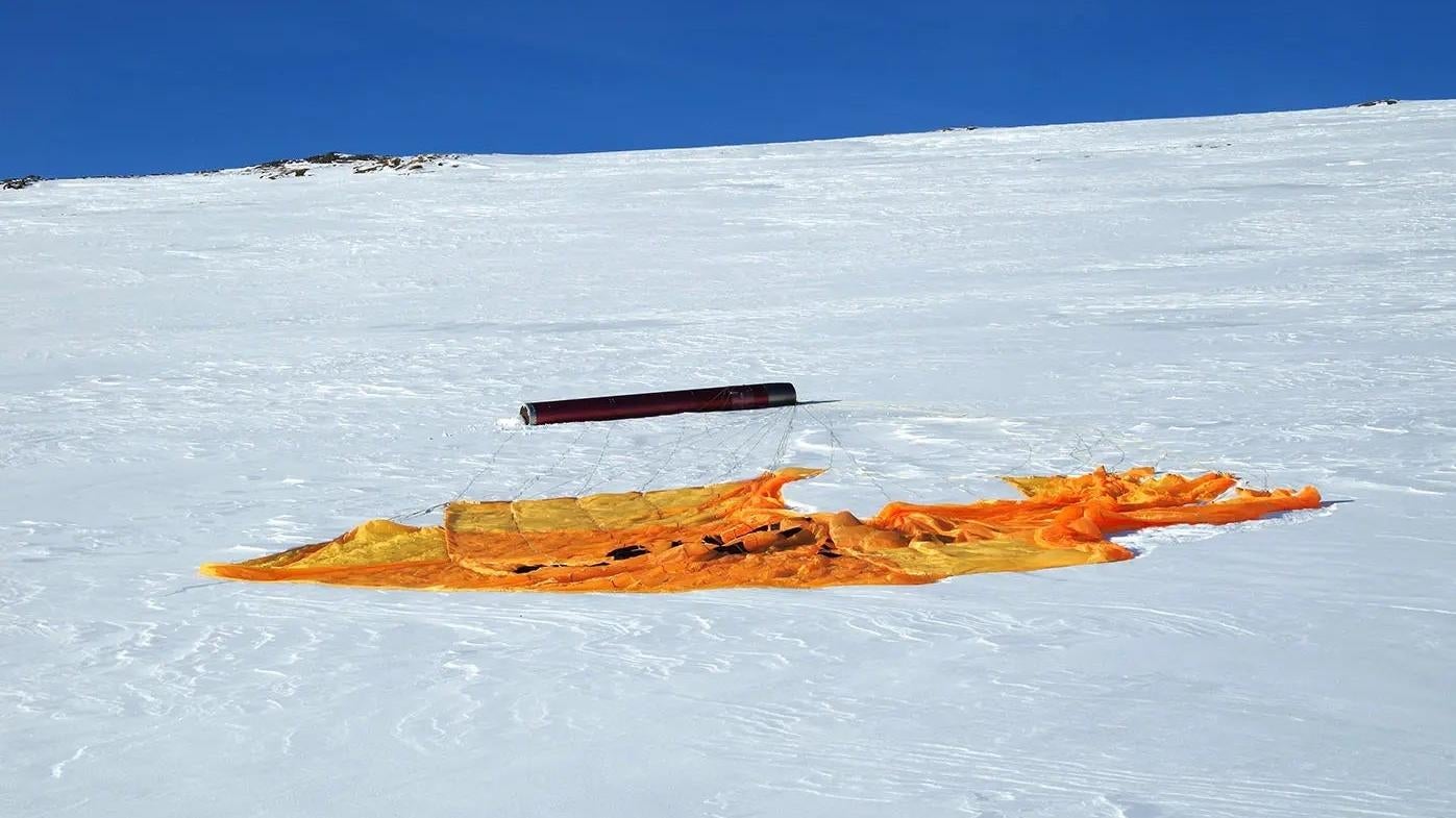 The Swedish research rocket landed in Norway after a non-nominal flight path.  (Photo: Swedish Space Corporation)