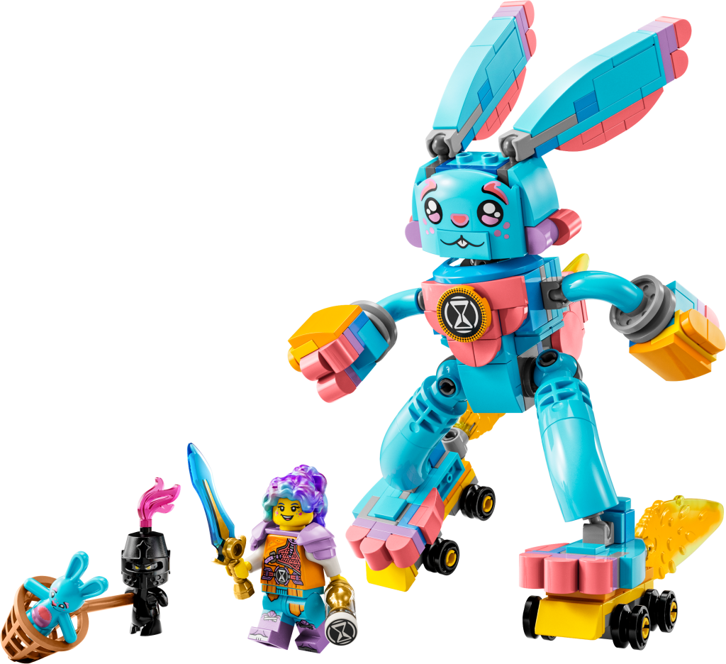 A multicoloured minifugre with a big anime-style rabbit. 