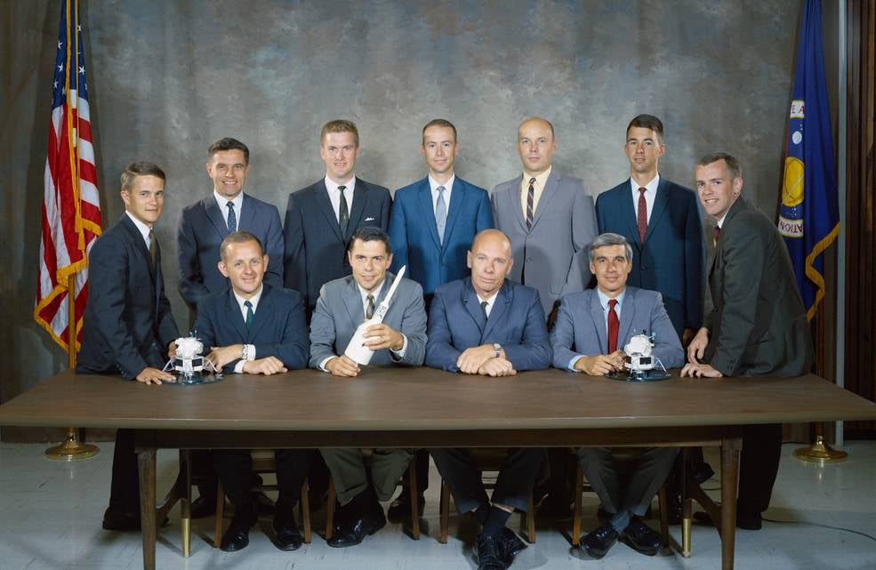 The Apollo-era Group 6 scientist-astronauts, with Philip K. Chapman appearing at far left.  (Photo: NASA)