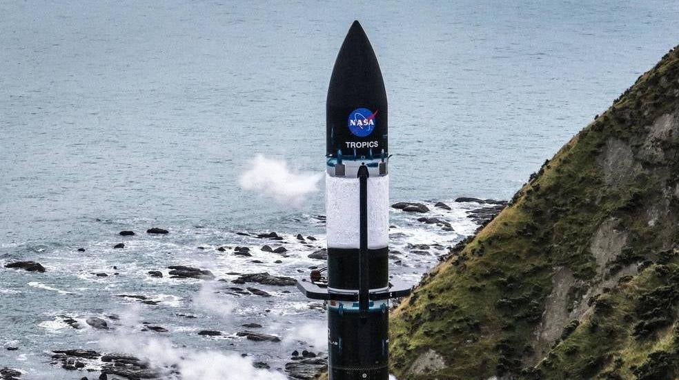 Rocket Lab's Electron rocket is ready to blast off, carrying two TROPICS cubesats on board.  (Photo: NASA)