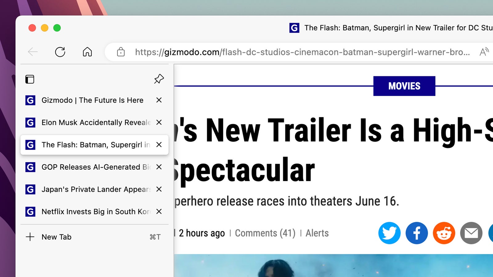 Vertical tabs can change the way you browse. (Screenshot: Microsoft Edge)