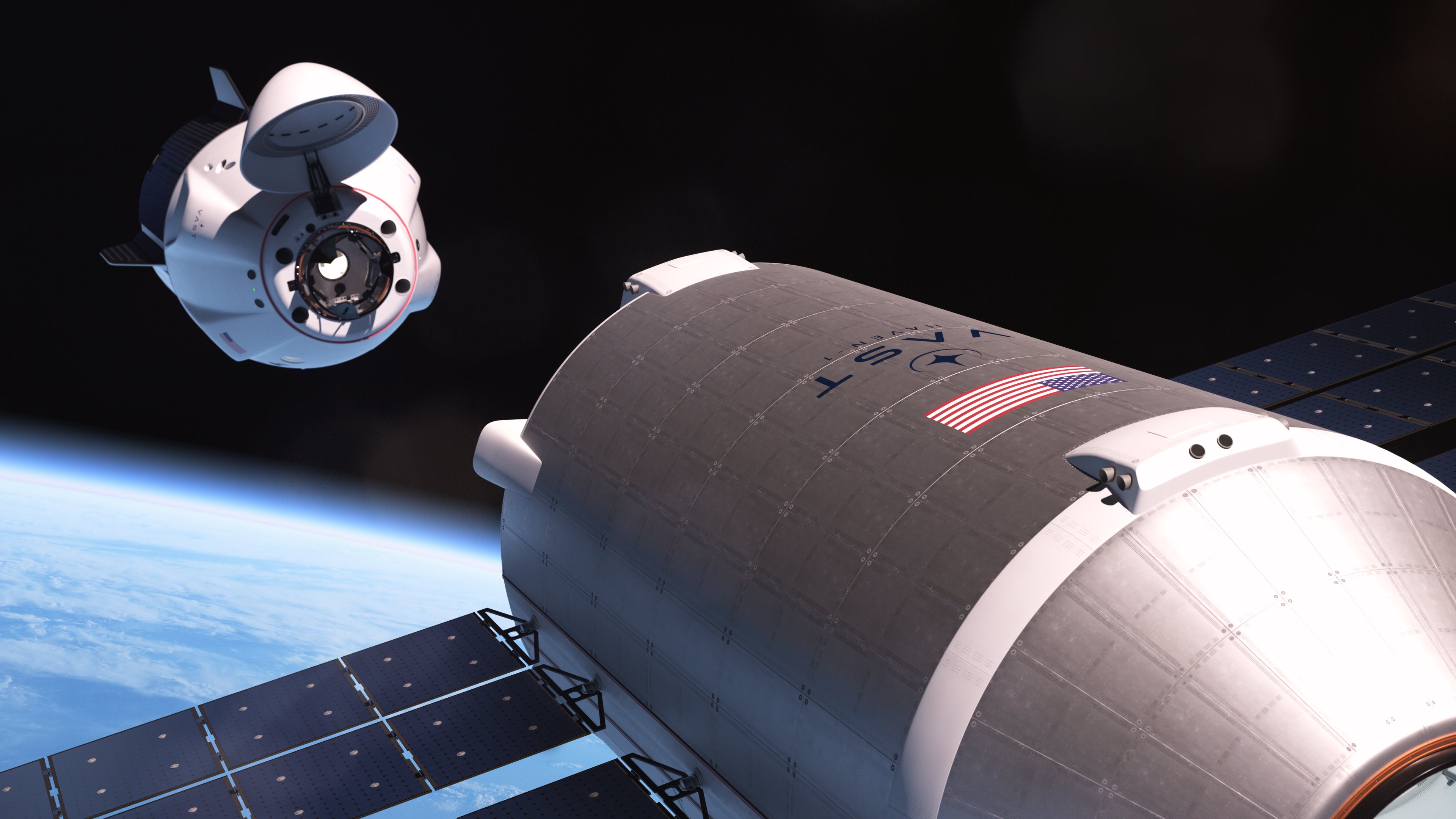 An illustration of SpaceX Dragon approaching Haven-1 to dock. (Illustration: Vast)
